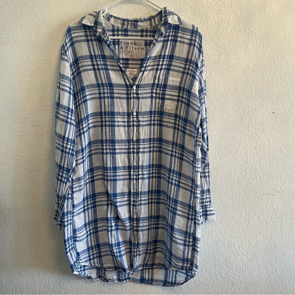 Frank & Eileen Blue and White Checkered Midi dress